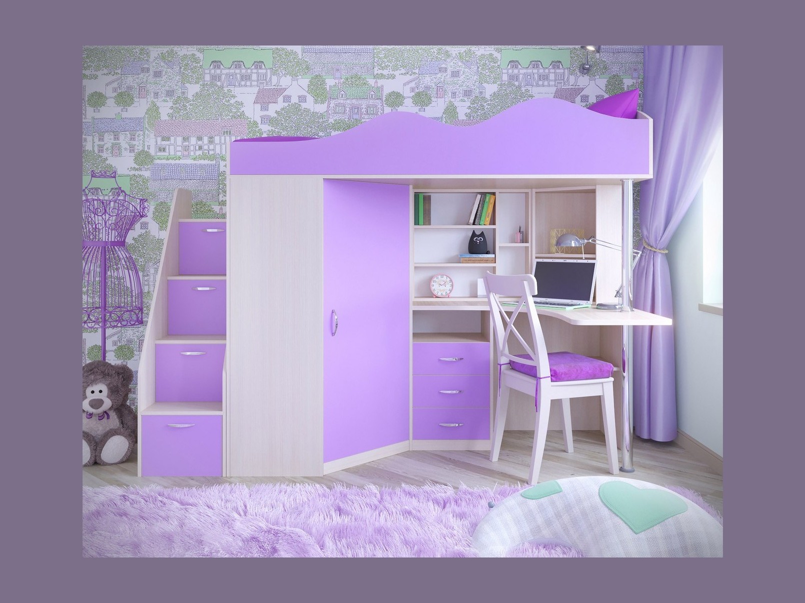 

Кровать-чердак Пионер 1 (Ирис, Дуб молочный)