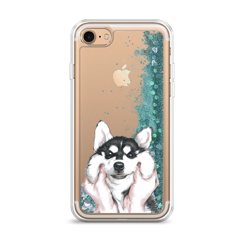 

Жидкий чехол с блестками "Щечки хаски" на Apple iPhone 7, 10695-1