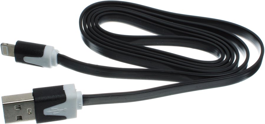 Шнур USB дата-кабель совместимый с iPhone 5 1м плоский