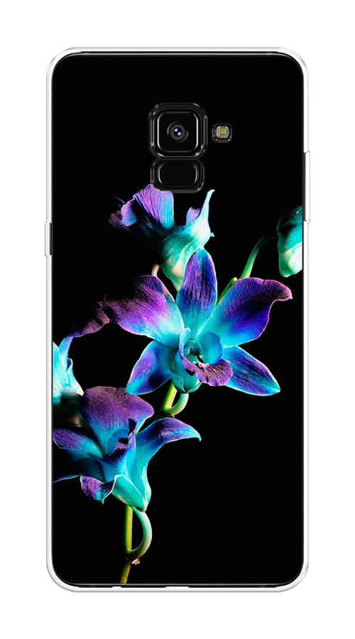 

Чехол Awog на Samsung Galaxy A8 + "Синий цветок на черном", Черный;голубой;синий, 25550-8