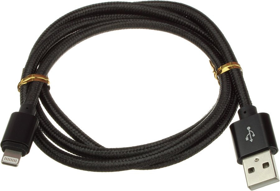 Шнур USB дата-кабель совместимый с iPhone 5 1м оплетка ткань
