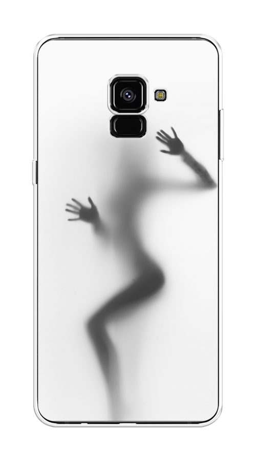 

Чехол Awog на Samsung Galaxy A8 + "Девушка в душе", Серый;белый;черный, 25550-7