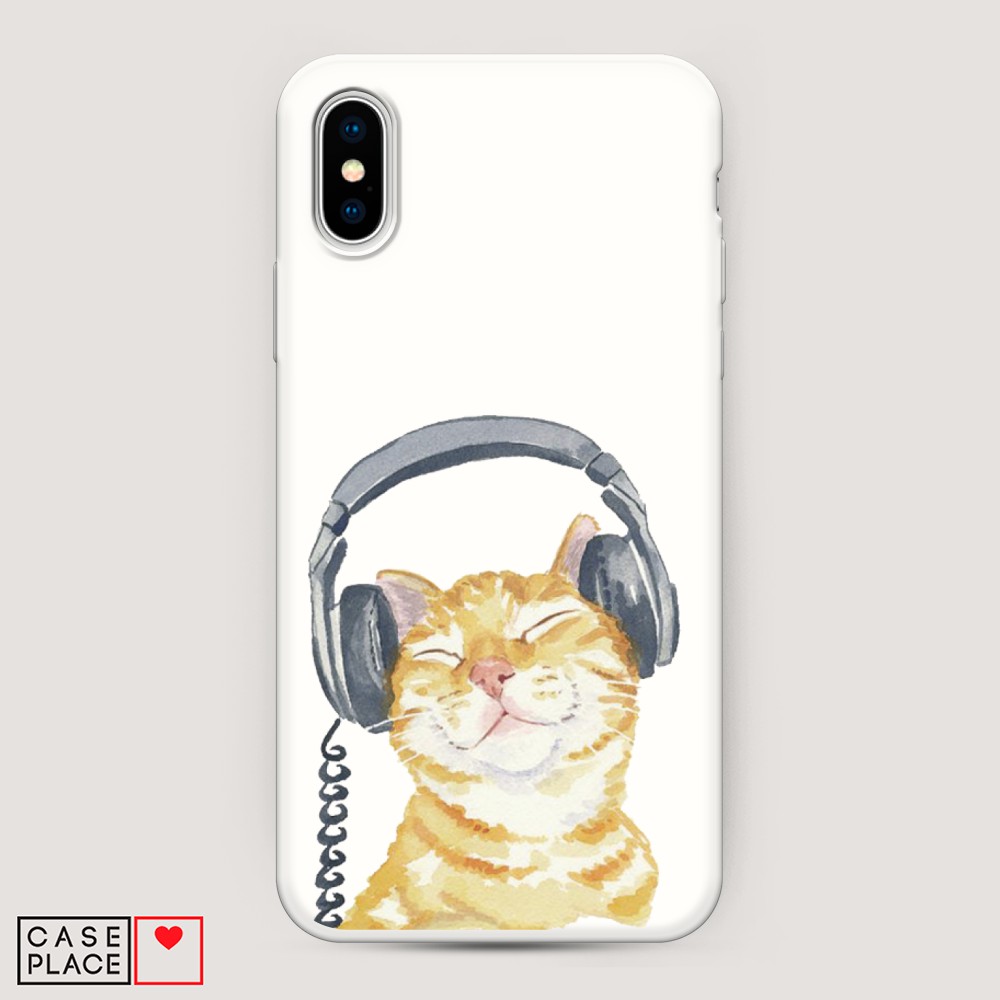 

Матовый силиконовый чехол "Кот меломан" на Apple iPhone XS Max (10S Max), Кот меломан