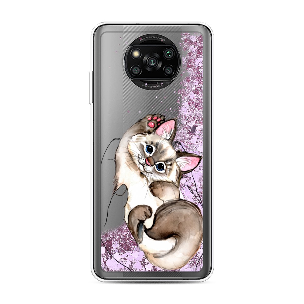 

Жидкий чехол с блестками "Котенок в ладошках" на Xiaomi Poco X3 Pro, 310694-1