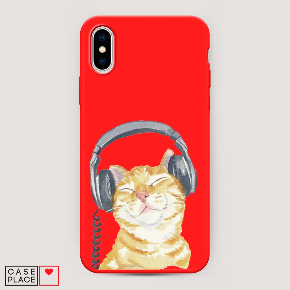 

Матовый силиконовый чехол "Кот меломан" на Apple iPhone XS Max (10S Max), Кот меломан