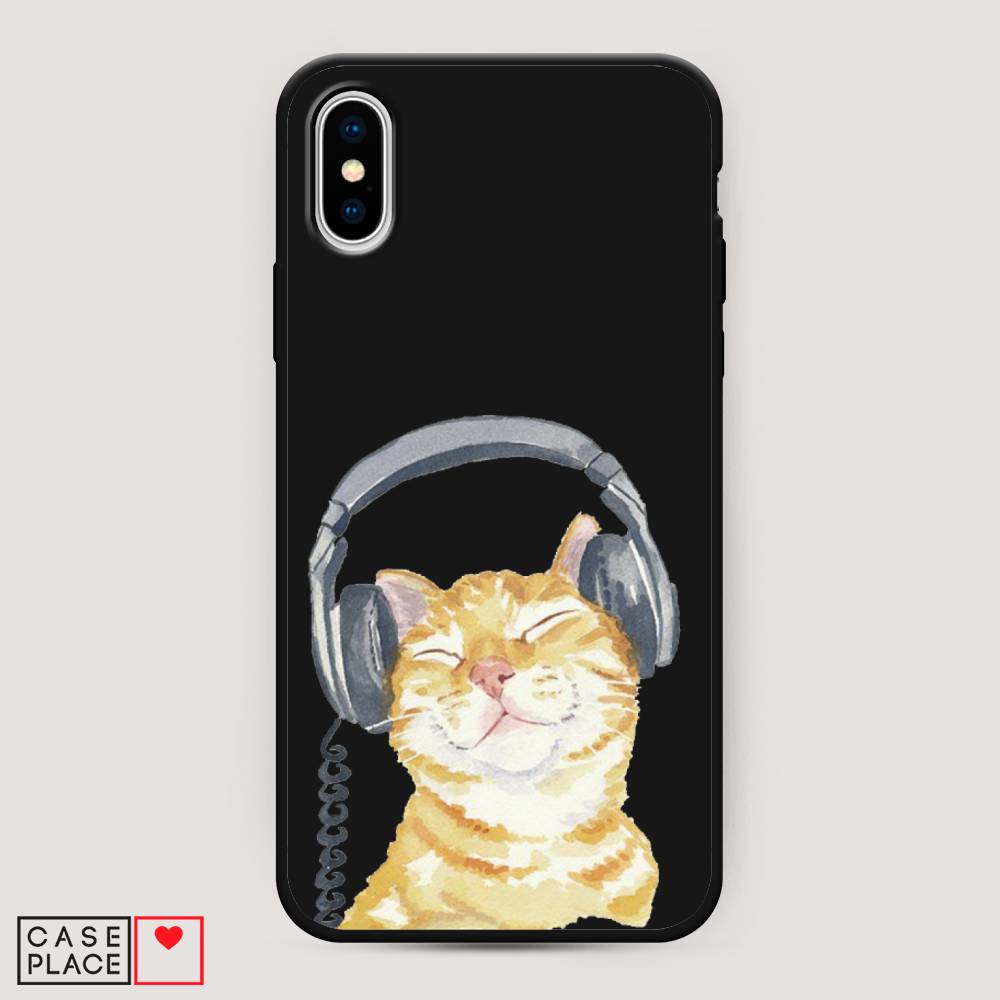 

Матовый силиконовый чехол "Кот меломан" на Apple iPhone XS Max (10S Max), Кот меломан