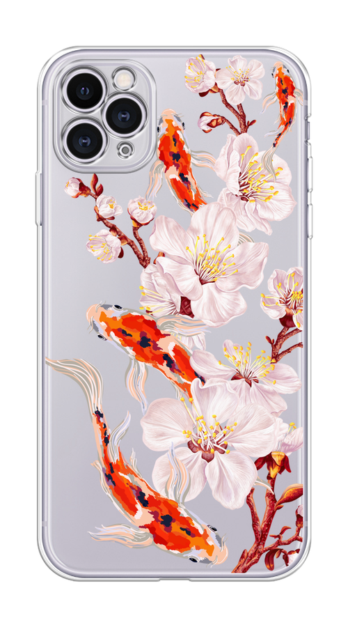 

Чехол на Apple iPhone 11 Pro "Карпы и сакура", Оранжевый;розовый;бежевый;прозрачный, 12350-1