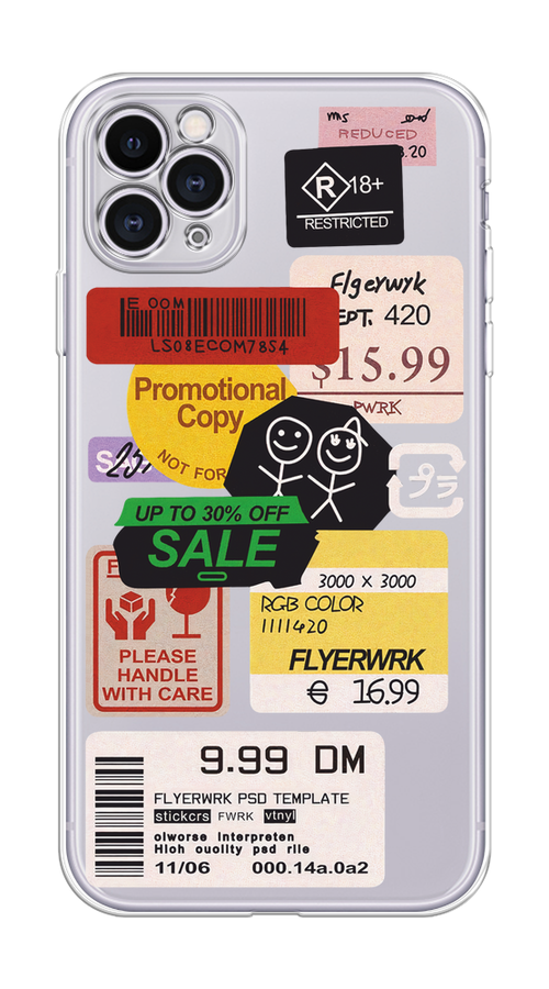 

Чехол на Apple iPhone 11 Pro "Коллаж из наклеек", Красный;желтый;зеленый;белый, 12350-1