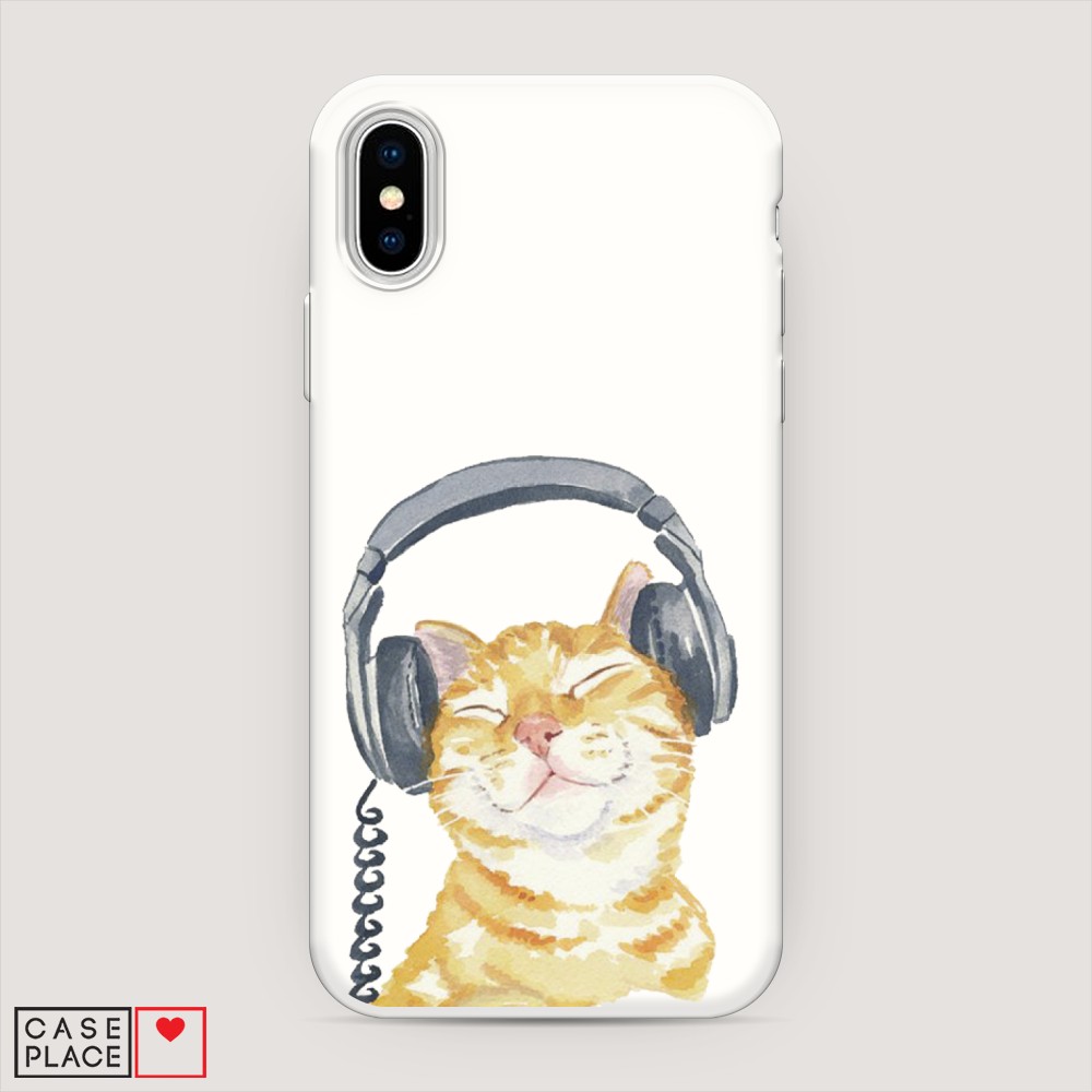 

Матовый силиконовый чехол "Кот меломан" на Apple iPhone X (10), Кот меломан