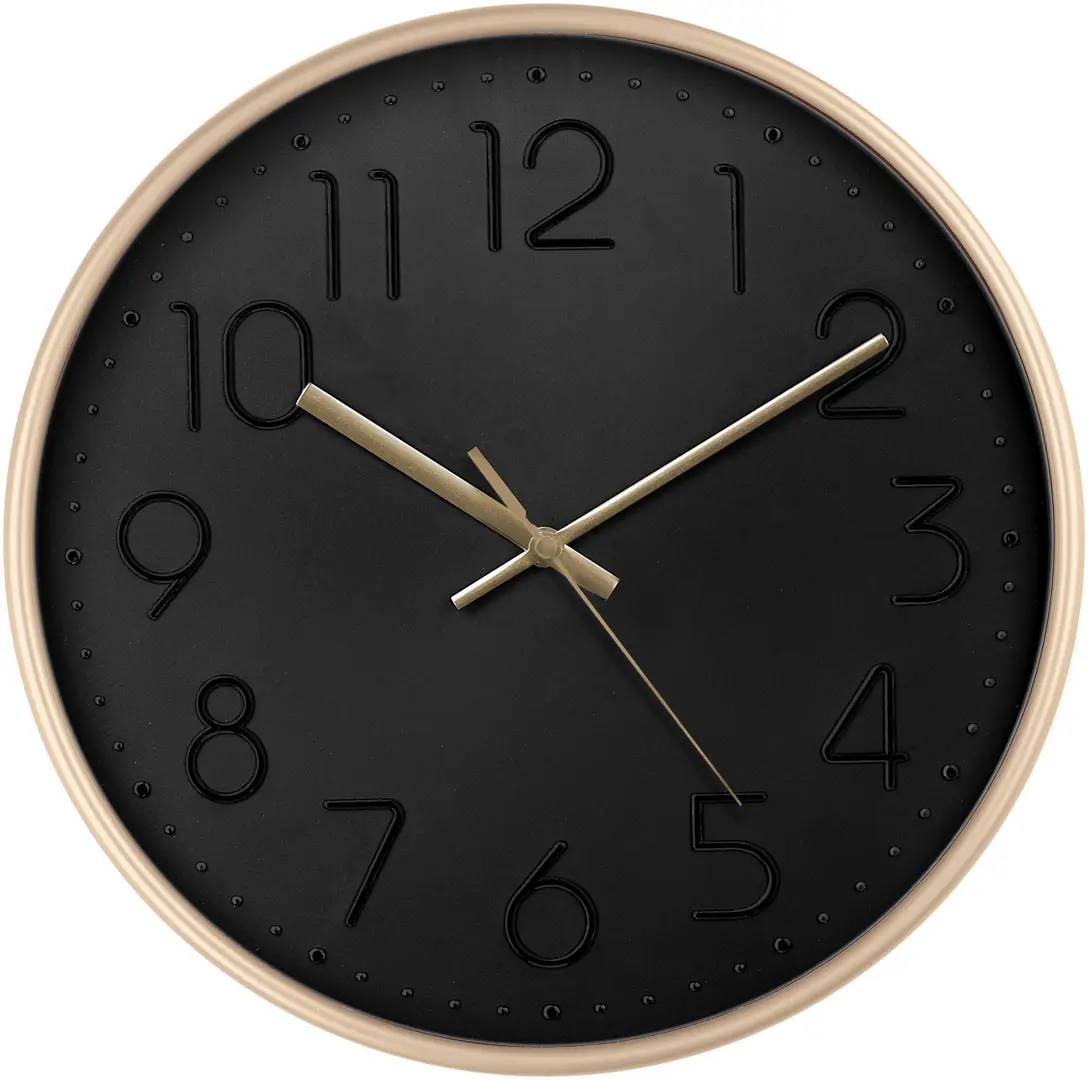 Часы настенные Troykatime круглые пластик цвет золотисто-черный бесшумные 30 см