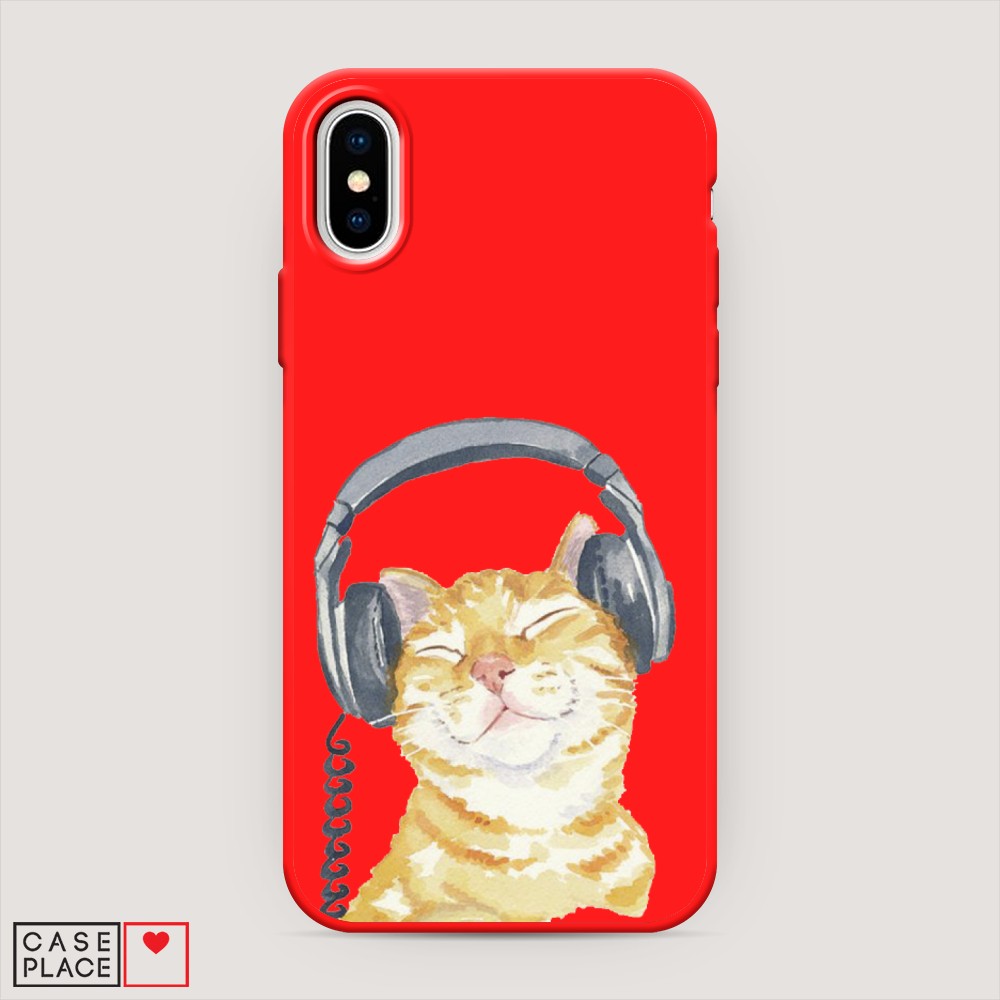 

Матовый силиконовый чехол "Кот меломан" на Apple iPhone X (10), Кот меломан