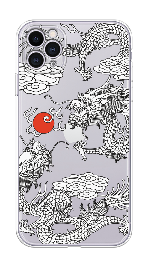 

Чехол на Apple iPhone 11 Pro "Драконы с ножом", Прозрачный;черный;белый, 12350-1