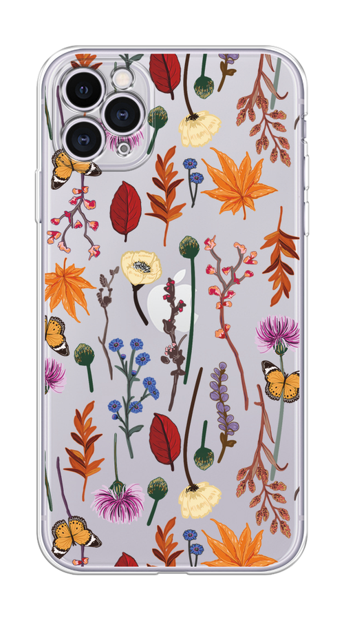 

Чехол на Apple iPhone 11 Pro "Orange Purple flowers", Оранжевый;красный;розовый;желтый;прозрачный, 12350-1