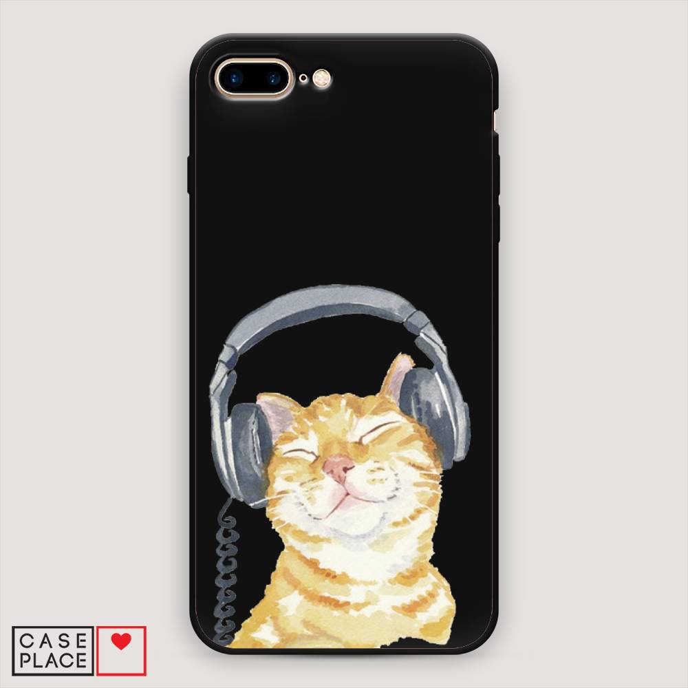 

Матовый силиконовый чехол "Кот меломан" на Apple iPhone 8 Plus, Кот меломан
