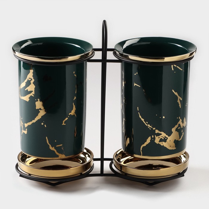 

Набор подставок керамических для столовых приборов Gold, 19,5x9x18,5 см, цвет зеленый