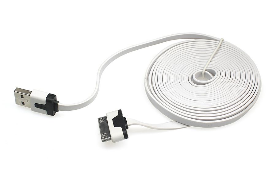 

Шнур USB дата-кабель совместимый с iPhone 4 3м плоский кабель