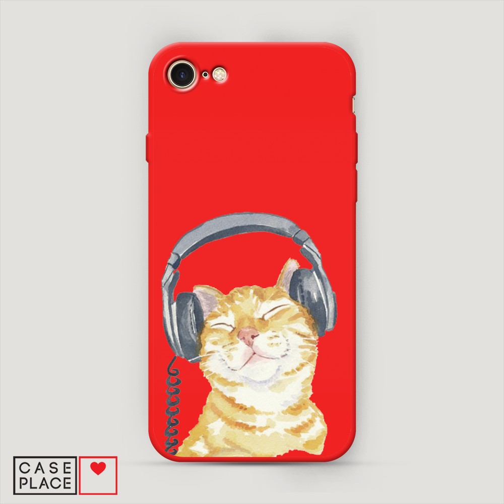 

Матовый силиконовый чехол "Кот меломан" на Apple iPhone 8, Кот меломан