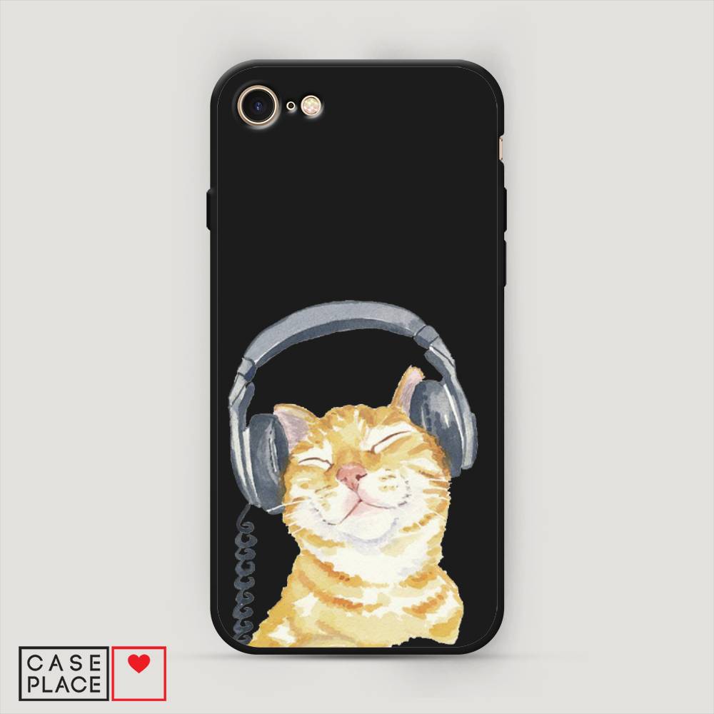

Матовый силиконовый чехол "Кот меломан" на Apple iPhone 8, Кот меломан