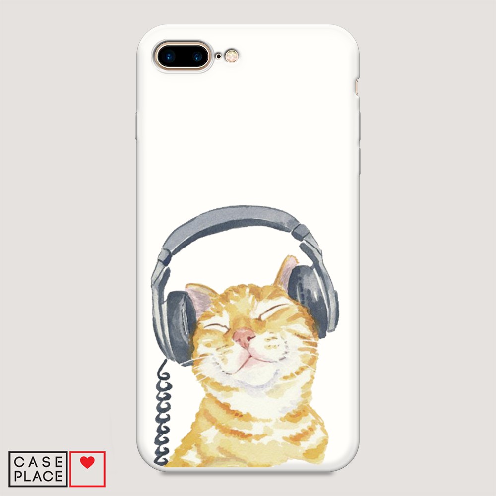 

Матовый силиконовый чехол "Кот меломан" на Apple iPhone 7 Plus, Кот меломан