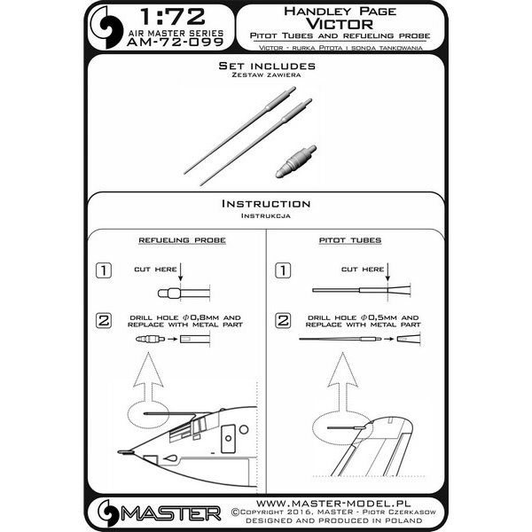 фото Am-72-099 дополнение для моделей handley page victor - pitot tubes and refueling probe boo master