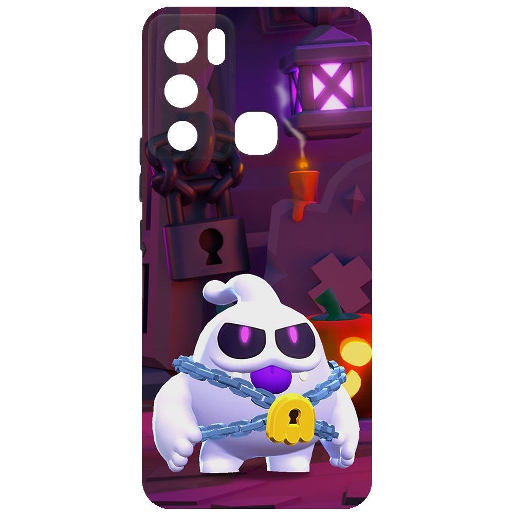 

Чехол-накладка Krutoff Софт Кейс Brawl Stars - Призрак Скуик для INFINIX Hot 12i черный