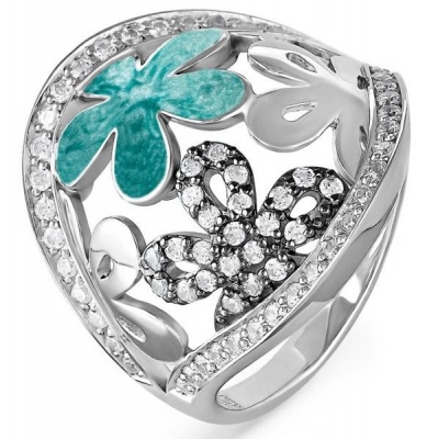 

Кольцо из серебра с фианитом/эмалью р. 17,5 Kabarovsky 11-060-7909, 11-060-7909