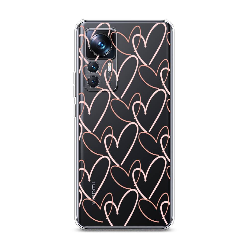

Чехол на Xiaomi 12T Pro "Узор из сердечек", Розовый;бежевый, 315750-6