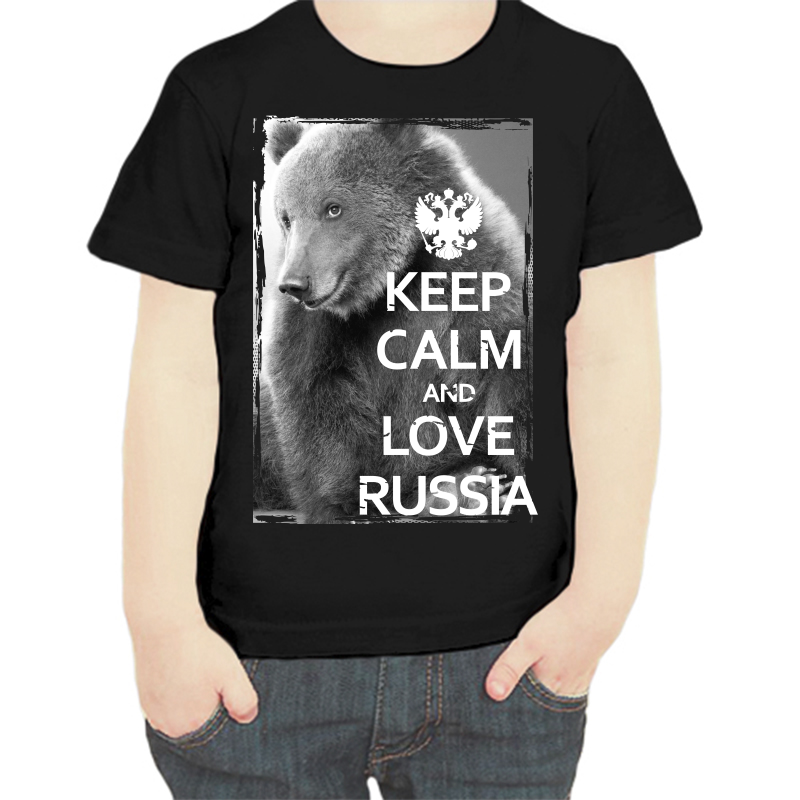 

Футболка мальчику черная 32 р-р с надписью Россия keep calm and love Russia, Черный, fdm_keep_calm_and_love_russia