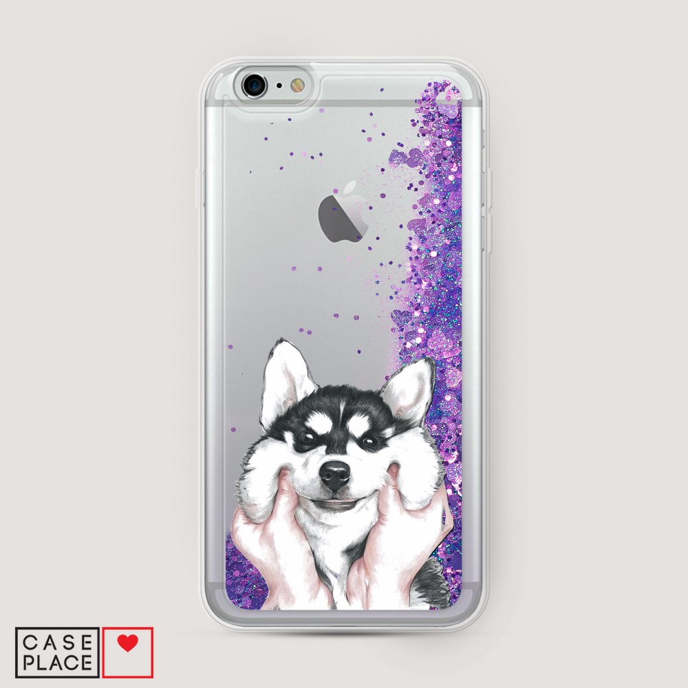 

Жидкий чехол с блестками "Щечки хаски" на Apple iPhone 6 Plus, 10592-1
