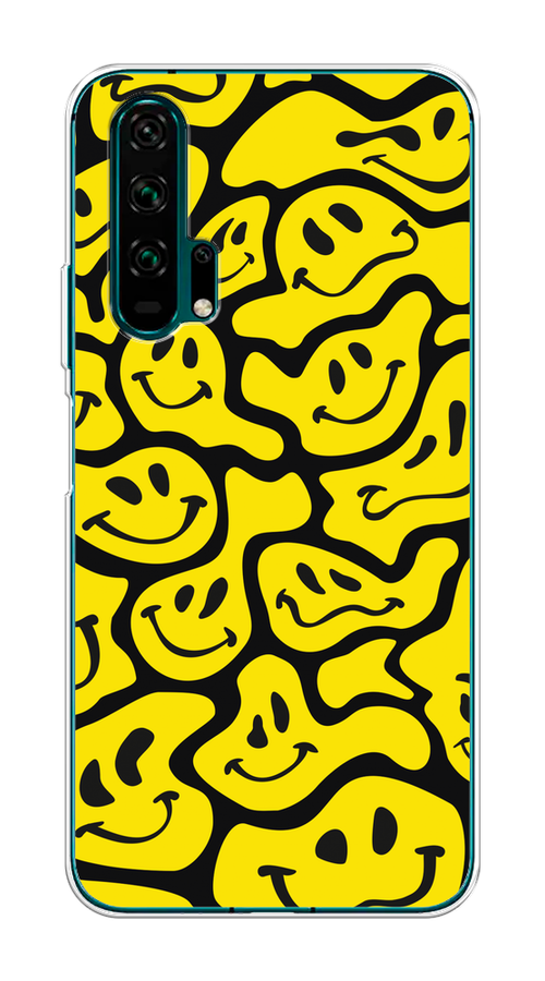 

Чехол на Honor 20 Pro "Расплывчатые смайлики желтые", Черный;желтый, 69350-6