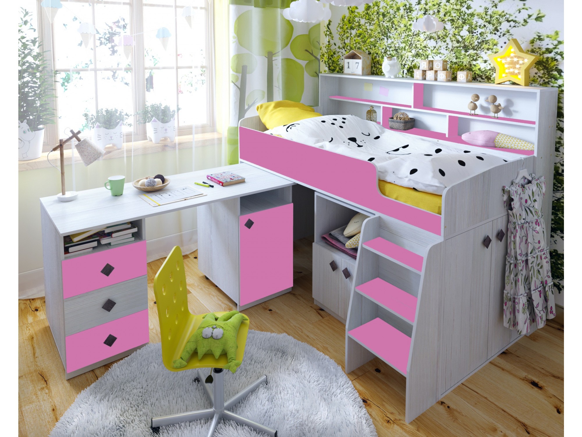 

Кровать-чердак Малыш 5 (Розовый, Винтерберг)