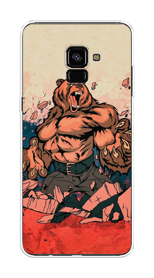 

Чехол Awog на Samsung Galaxy A8 + "Медведь с флагом РФ", Коричневый;синий;красный, 25550-2