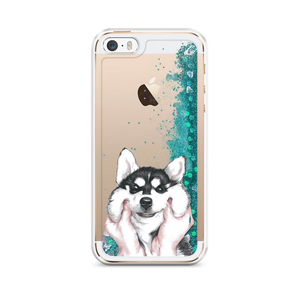 

Жидкий чехол с блестками "Щечки хаски" на Apple iPhone 5, 10395-1
