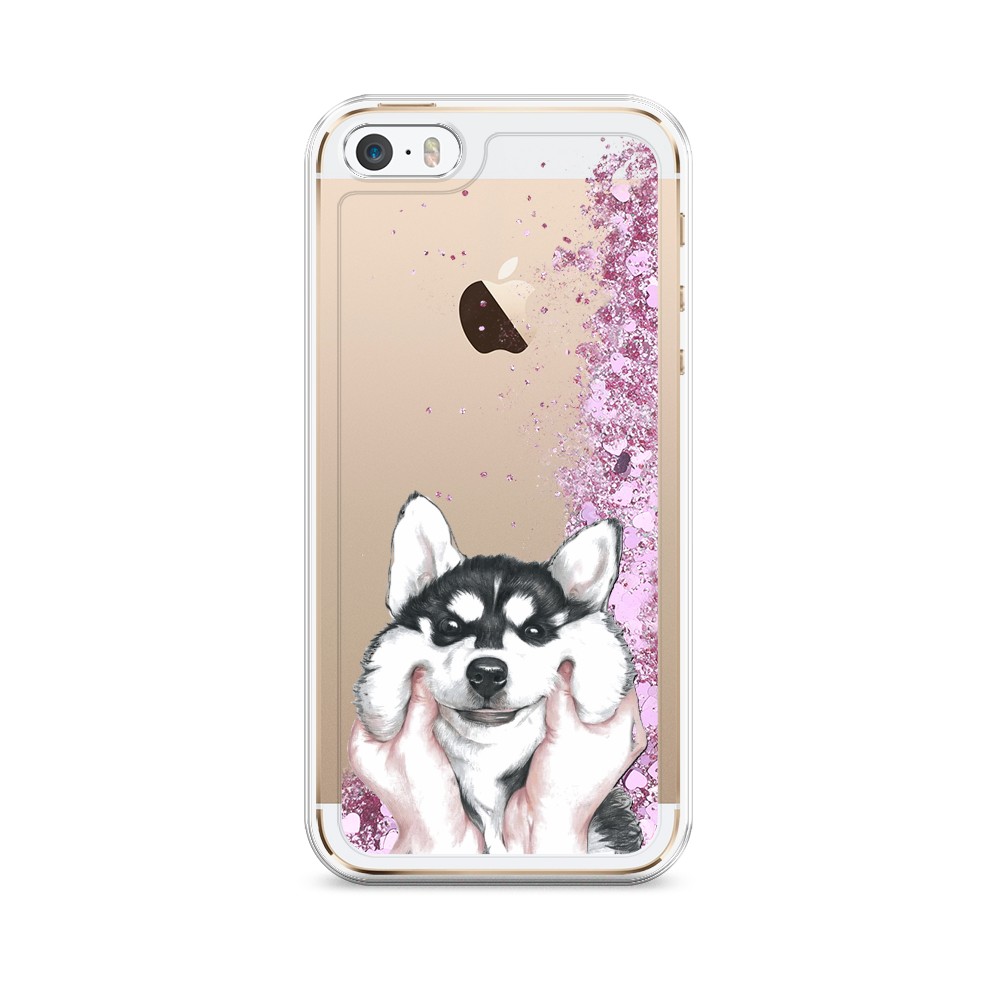 

Жидкий чехол с блестками "Щечки хаски" на Apple iPhone 5, 10394-1