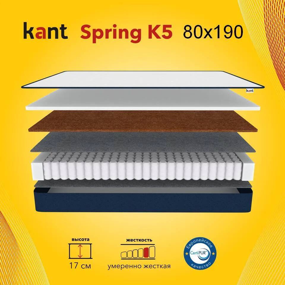 Матрас анатомический на кровать Kant Spring K5 80х190х17 Кант