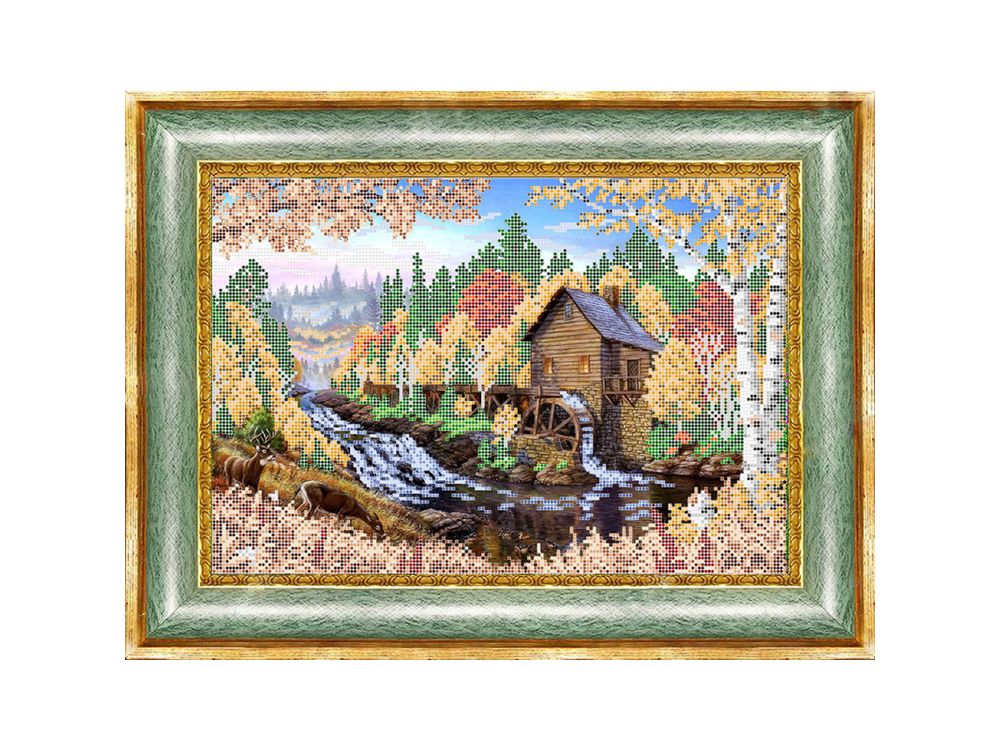 

Рисунок на ткани «Водяная мельница»
