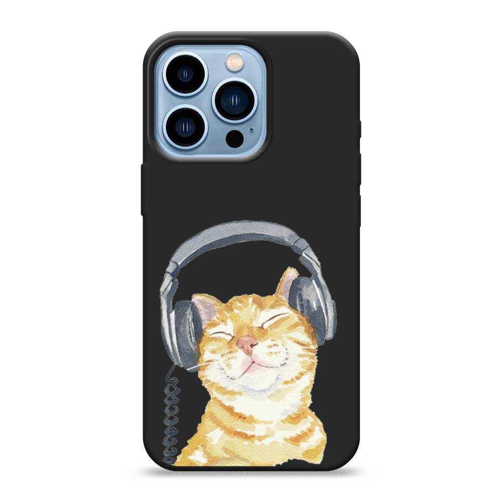 

Матовый силиконовый чехол "Кот меломан" на Apple iPhone 13 Pro, Кот меломан