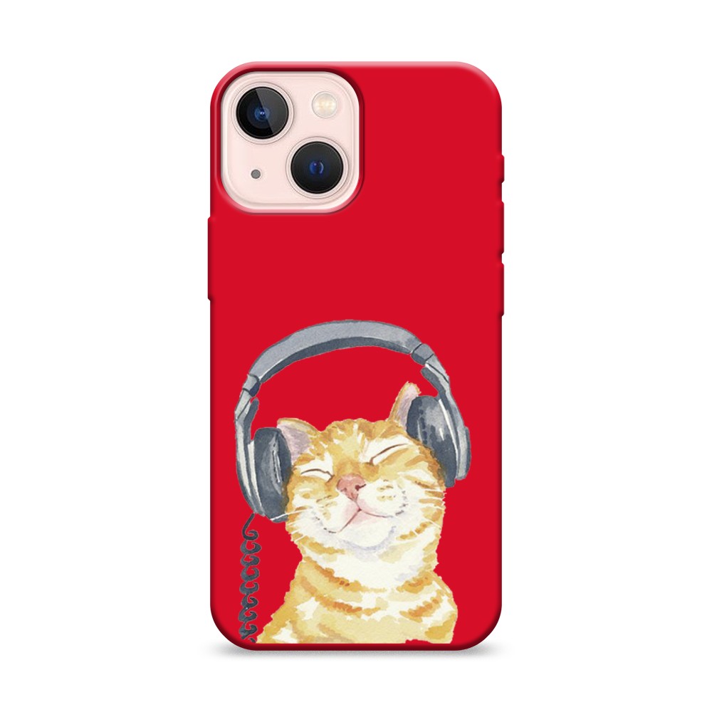 

Матовый силиконовый чехол "Кот меломан" на Apple iPhone 13 mini, Кот меломан