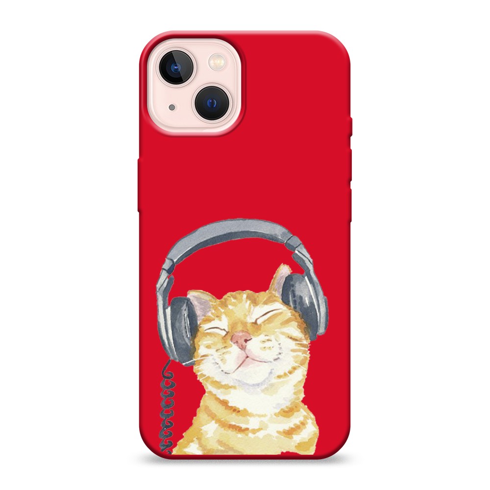 

Матовый силиконовый чехол "Кот меломан" на Apple iPhone 13, Кот меломан