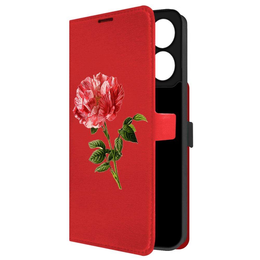 

Чехол-книжка Krutoff Eco Book для Xiaomi Redmi 13C Рисованная роза (красный)