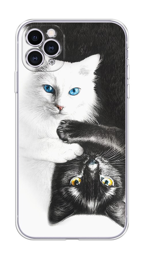 

Чехол на Apple iPhone 11 Pro "Коты Инь-Янь", Черный;белый;голубой, 12350-1