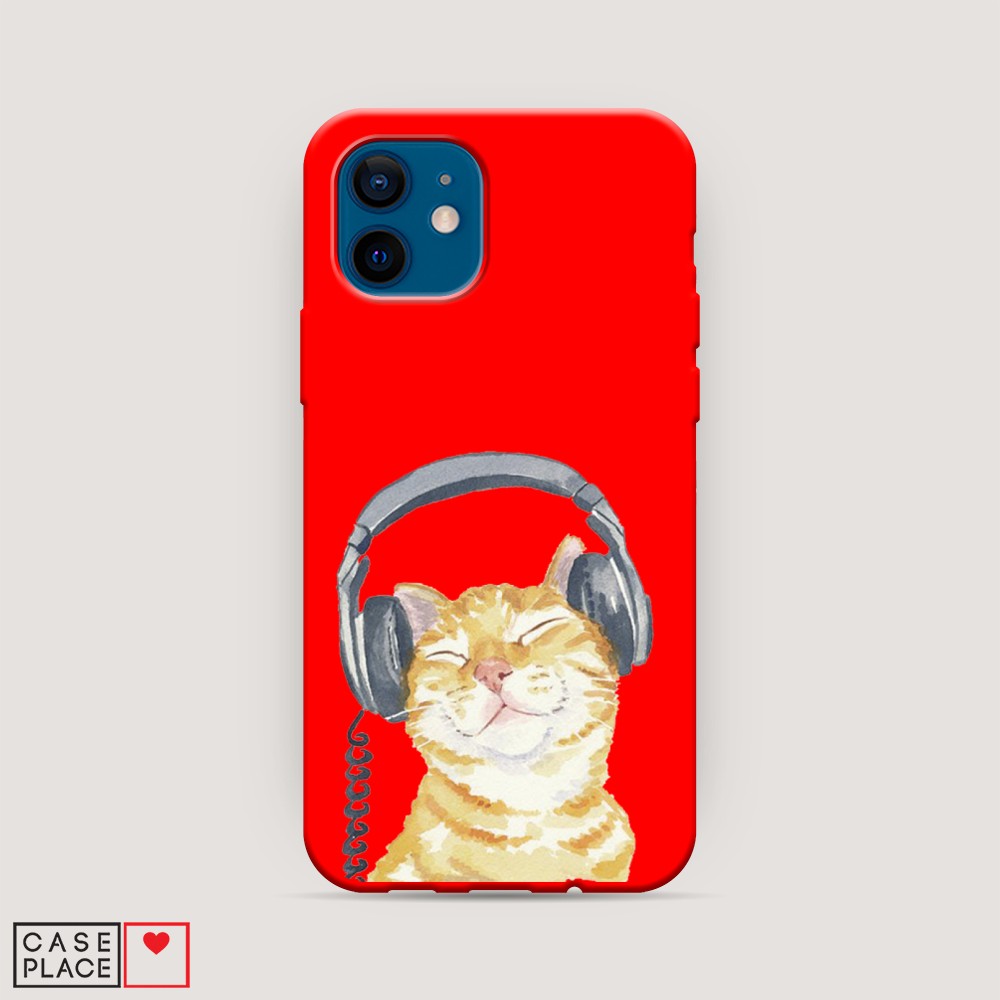 

Матовый силиконовый чехол "Кот меломан" на Apple iPhone 12 mini, Кот меломан