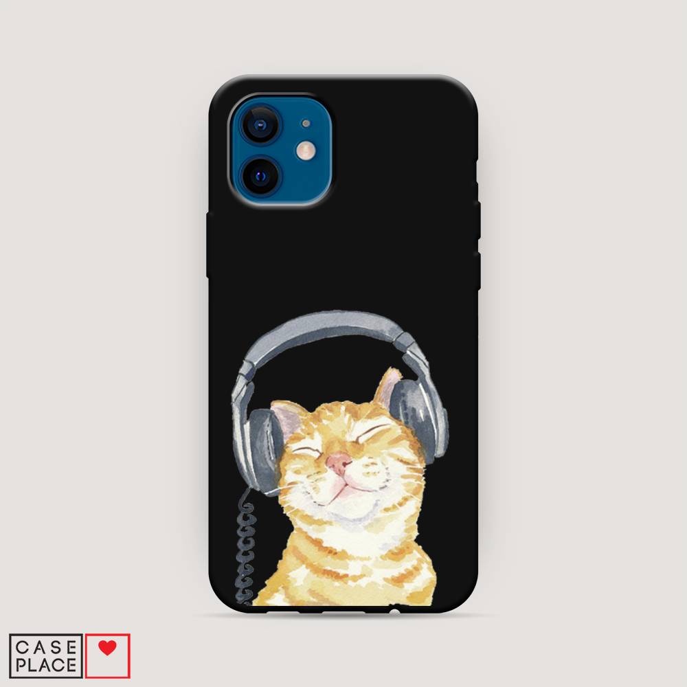 

Матовый силиконовый чехол "Кот меломан" на Apple iPhone 12 mini, Кот меломан
