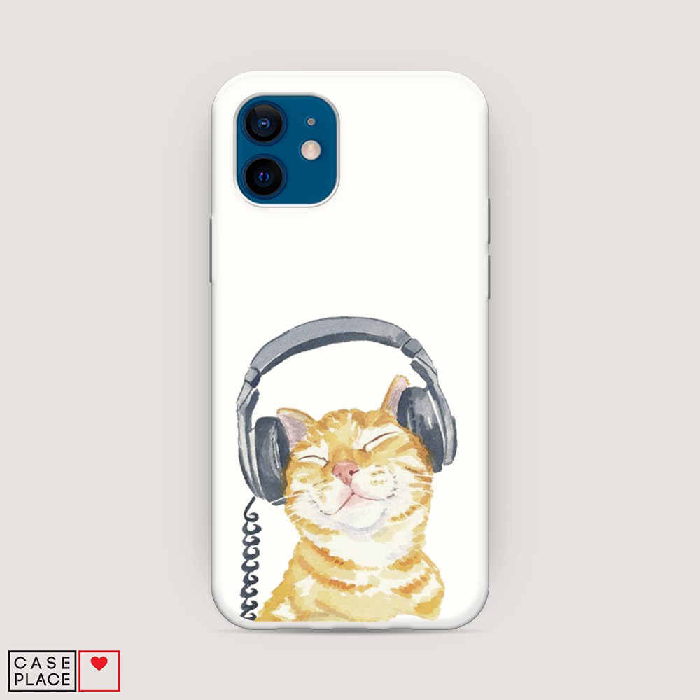 

Матовый силиконовый чехол "Кот меломан" на Apple iPhone 12, Кот меломан