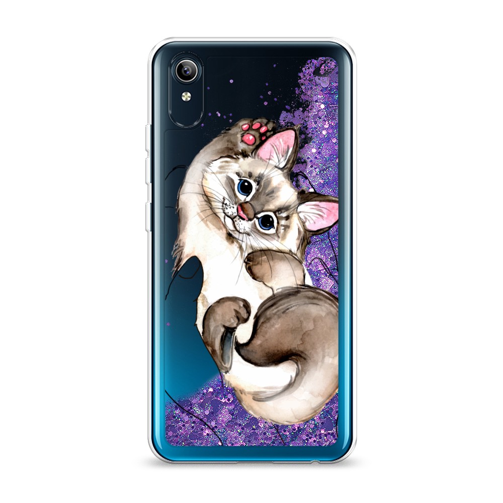 

Жидкий чехол с блестками "Котенок в ладошках" на Vivo Y91c, 262892-1
