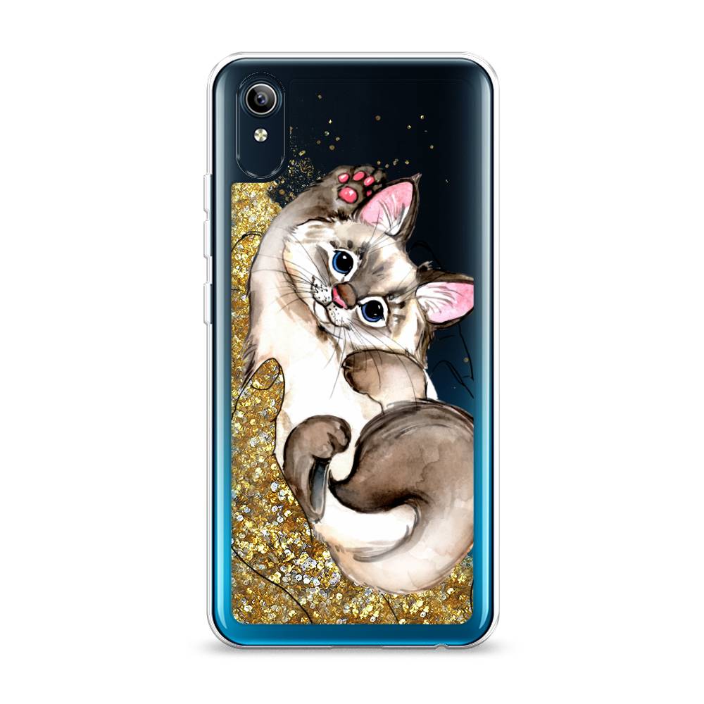 

Жидкий чехол с блестками "Котенок в ладошках" на Vivo Y91c, 262890-1