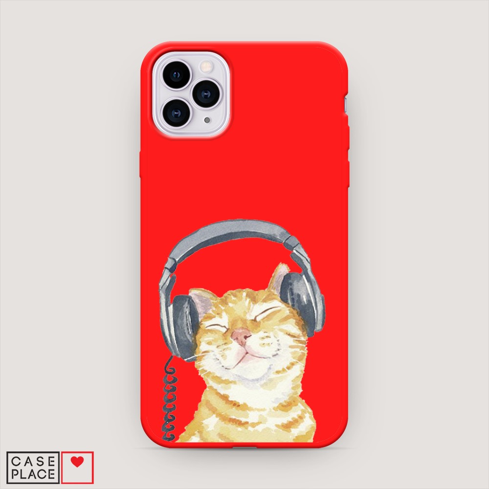 

Матовый силиконовый чехол "Кот меломан" на Apple iPhone 11 Pro Max, Кот меломан