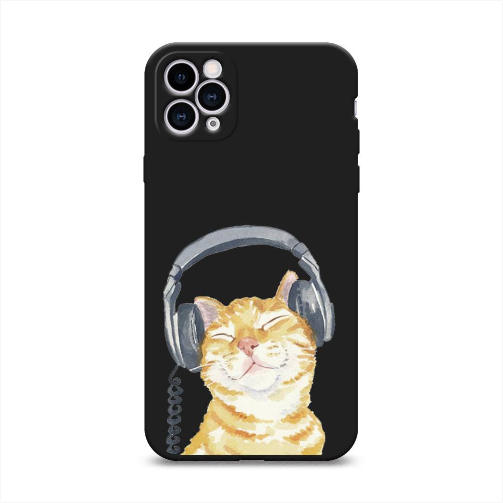 

Матовый силиконовый чехол "Кот меломан" на Apple iPhone 11 Pro Max, Кот меломан