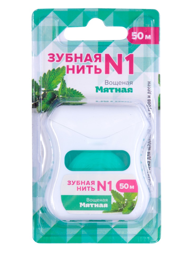 Зубная нить Зубная нить №1 мятная, 50 м зубная нить oral b essential floss мятная