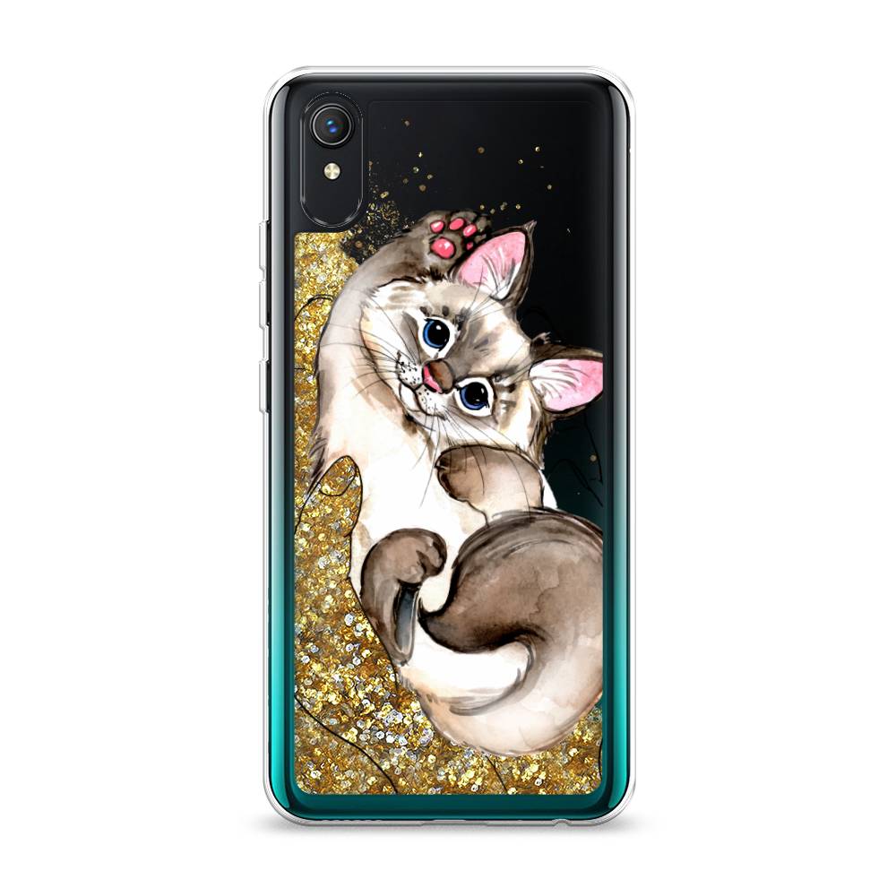 

Жидкий чехол с блестками "Котенок в ладошках" на Vivo Y1s, 263290-1